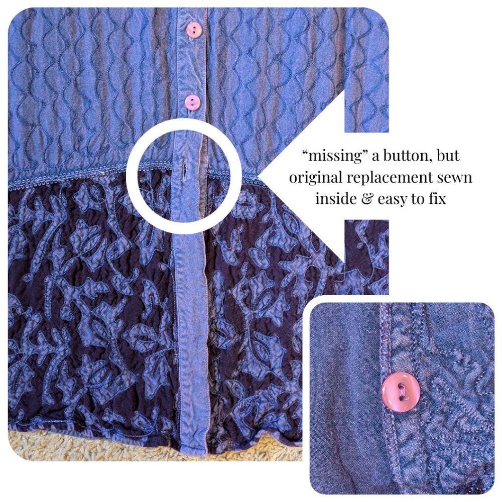 Purple Embroidered Button-Down Maxi Dress - Picture 4 of 5